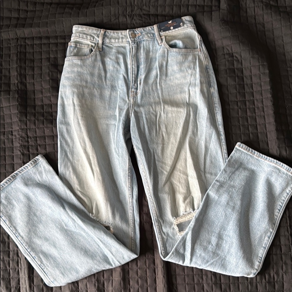 Hollister Blue Straight Leg Jeans High-Waisted